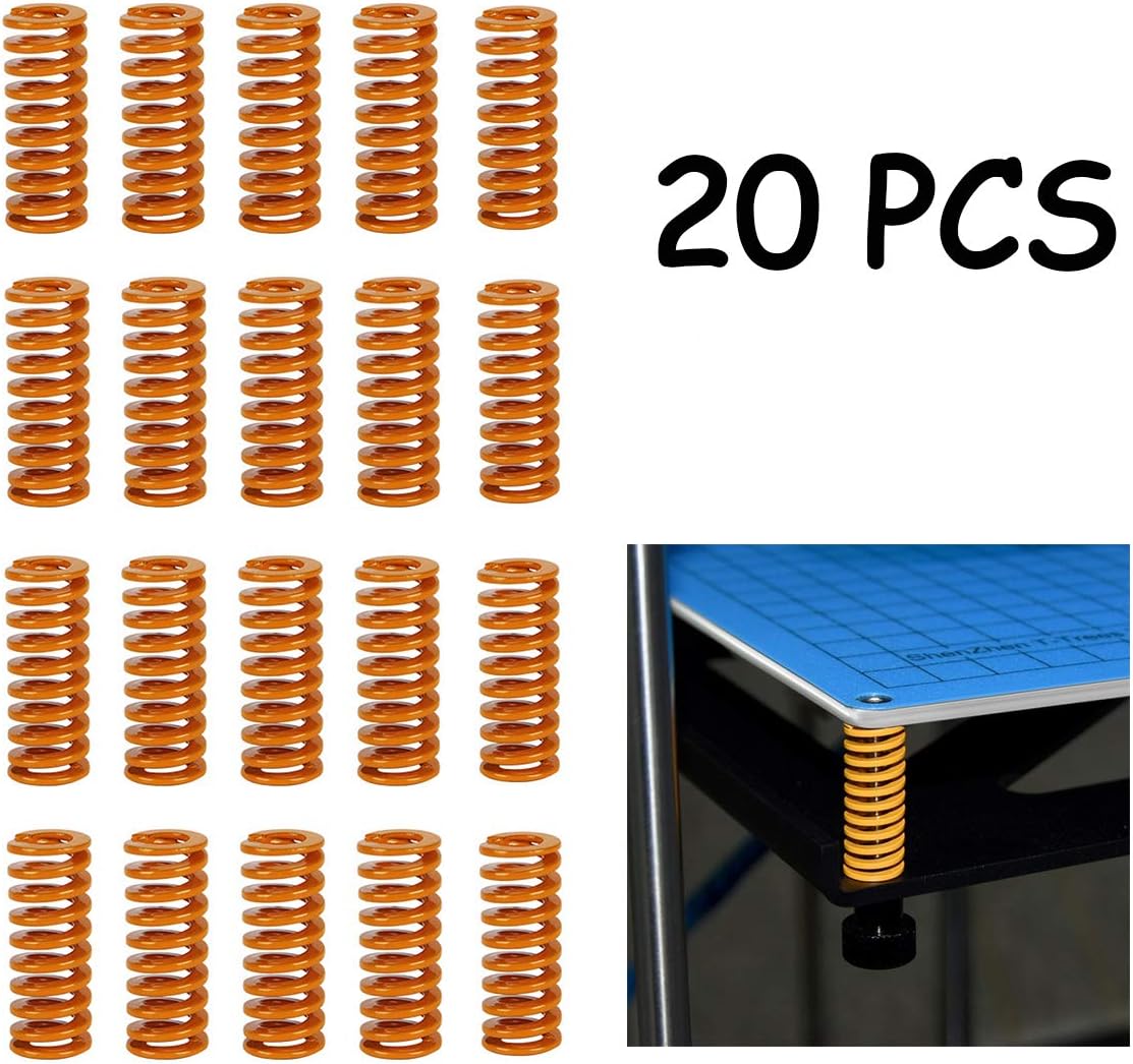 20 PCS 3D Printer Heatbed Springs, Vibury Motherboard Springs Accessories Compression Springs Light Load for Creality CR-10 10S S4 Ender 3