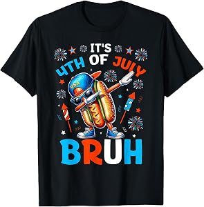 Bruh 4th of July Boys Kids Hotdog Funny Fourth of July T-Shirt