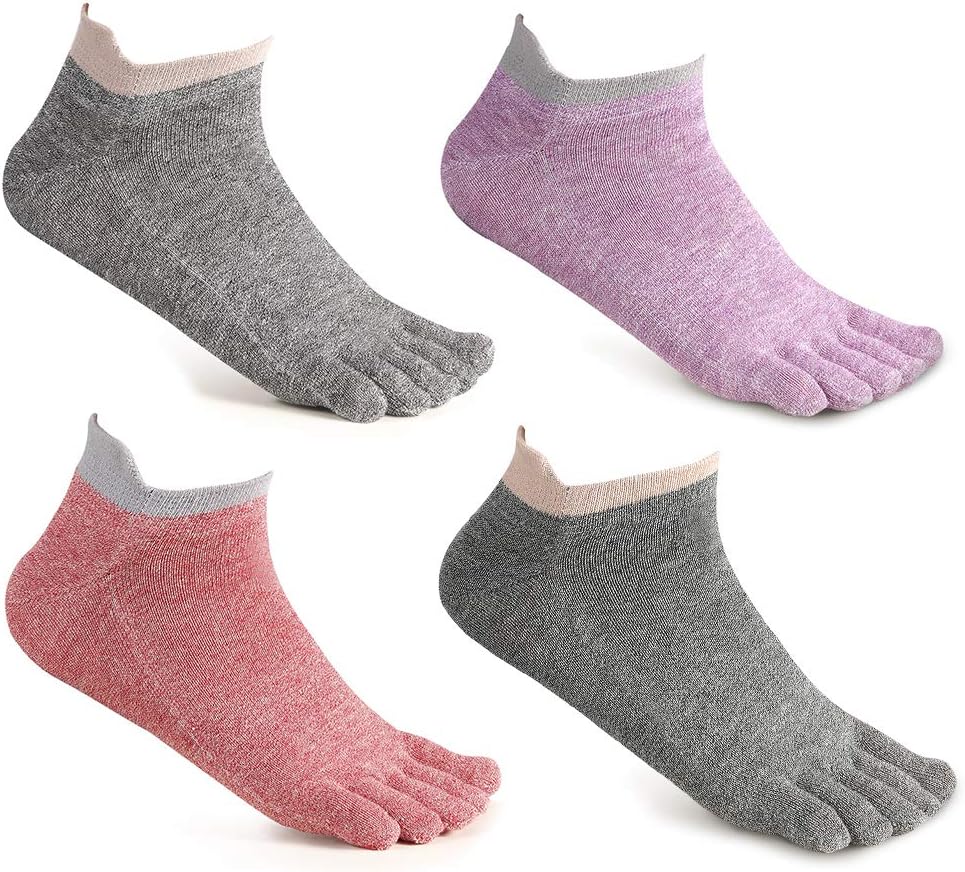 Toe Socks No Show Cotton Low Cut Five Finger Socks Athletic for Women by Meaiguo