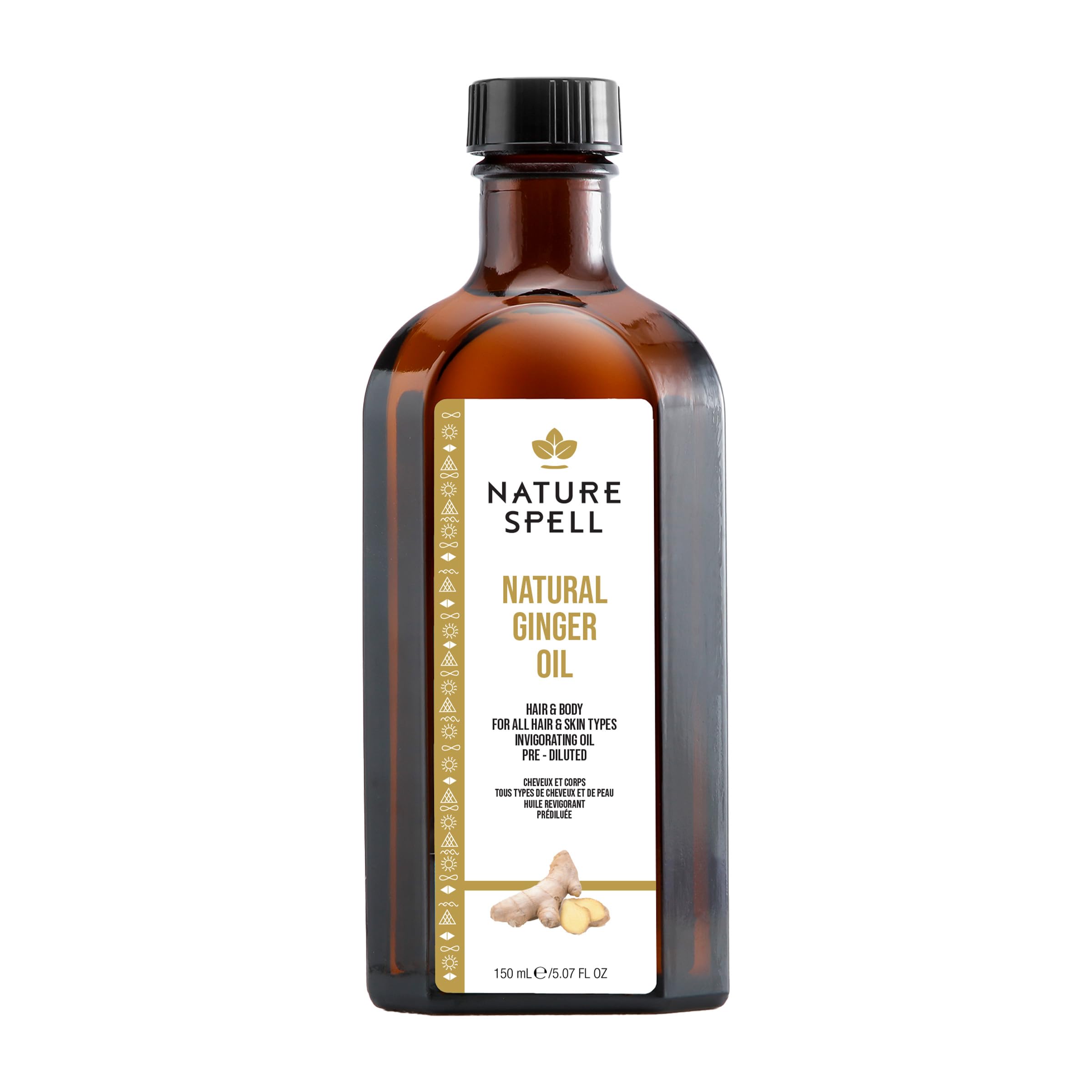 Nature Spell Ginger Oil for Hair & Body, Pre-Diluted Oil to Reduce Dandruff, Ease Muscle Aches and Revitalise Skin, For All Hair & Skin Types, Vegan, 150ml