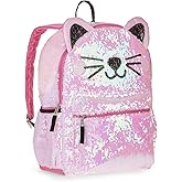 Kitty Cat Sequin Backpack for Girls -- Deluxe Kitten Backpack with 2 Way Sequins, 16 Inch
