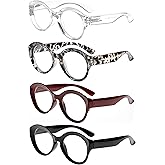Eyekepper 4 Packing Round Reading Glasses Women Large Frame Stylish Readers +1.75
