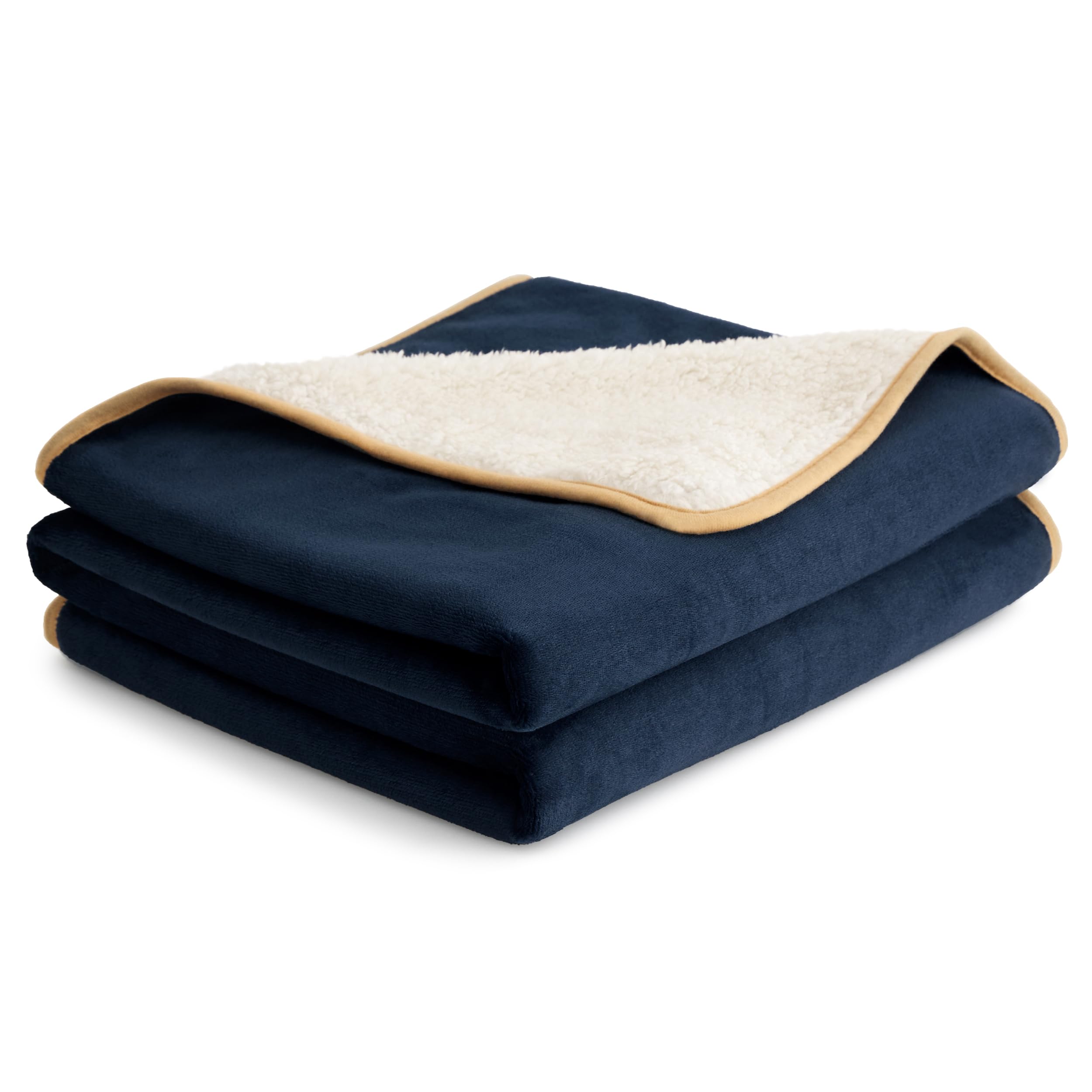 LE SURE Waterproof Fleece Blanket Washable - 152x203cm Ultra Soft Dog Blanket Over Sofa Bed Garden, Twin/Double Throw with Soft Plush, Fit All Season, Navy