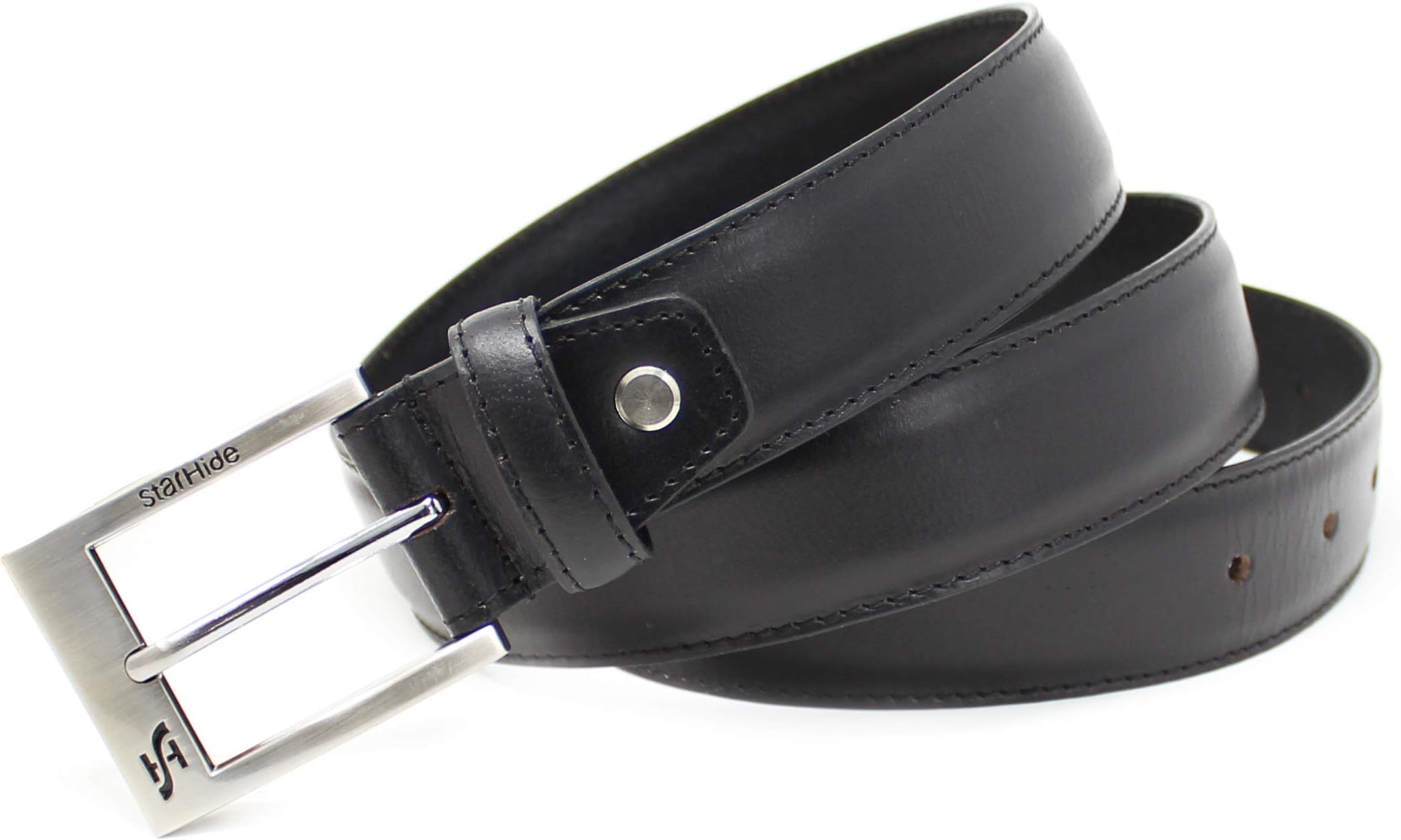 STARHIDEMens Top Grain Genuine Leather Belts with Detachable Alloy Single Pin Buckle SB04