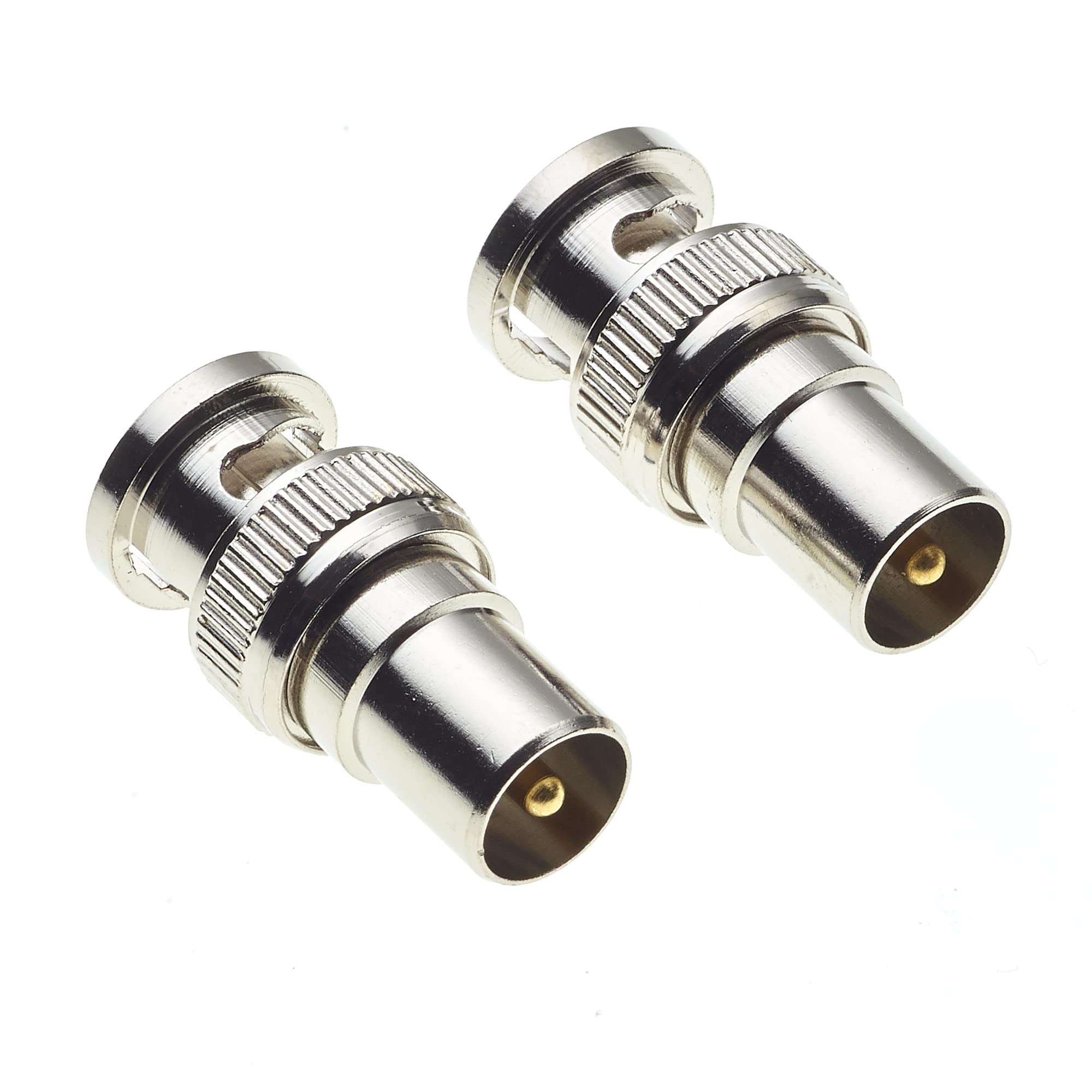Keple BNC Plug To TV Coaxial Adaptor, Nickel Plated Brass Body Male Coupler Straight Adapter Connector Jack Adapters For CCTV Video - Pack Of 2