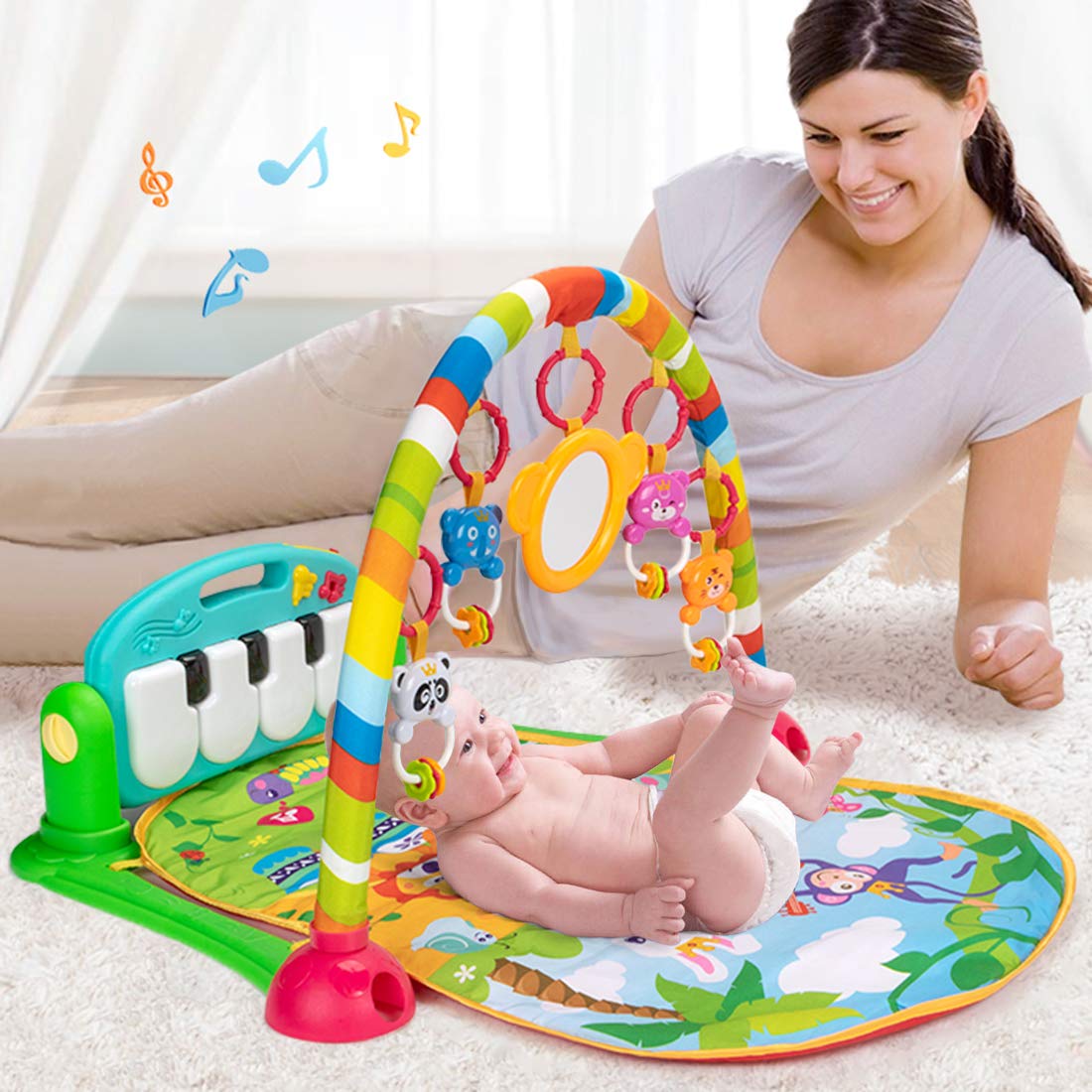 UNIH Baby Gym Play Mats, Kick and Play Piano Gym Activity Center for Infants