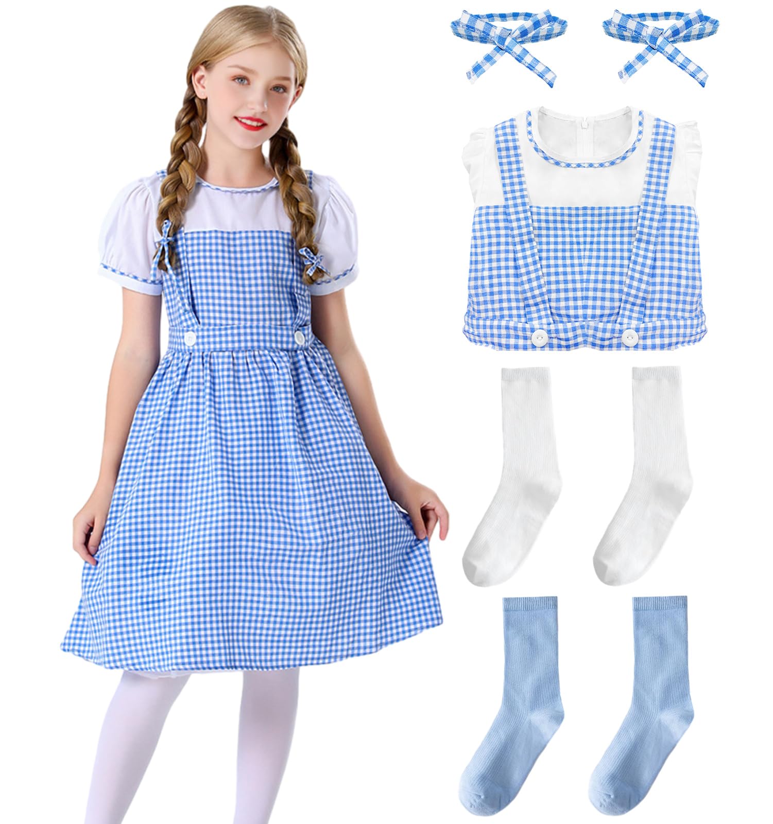 Maryparty Wizard of Oz Dorothy Costume Girls Dorothy Costume School Book Week for World Book Day Fancy Dress (XL)