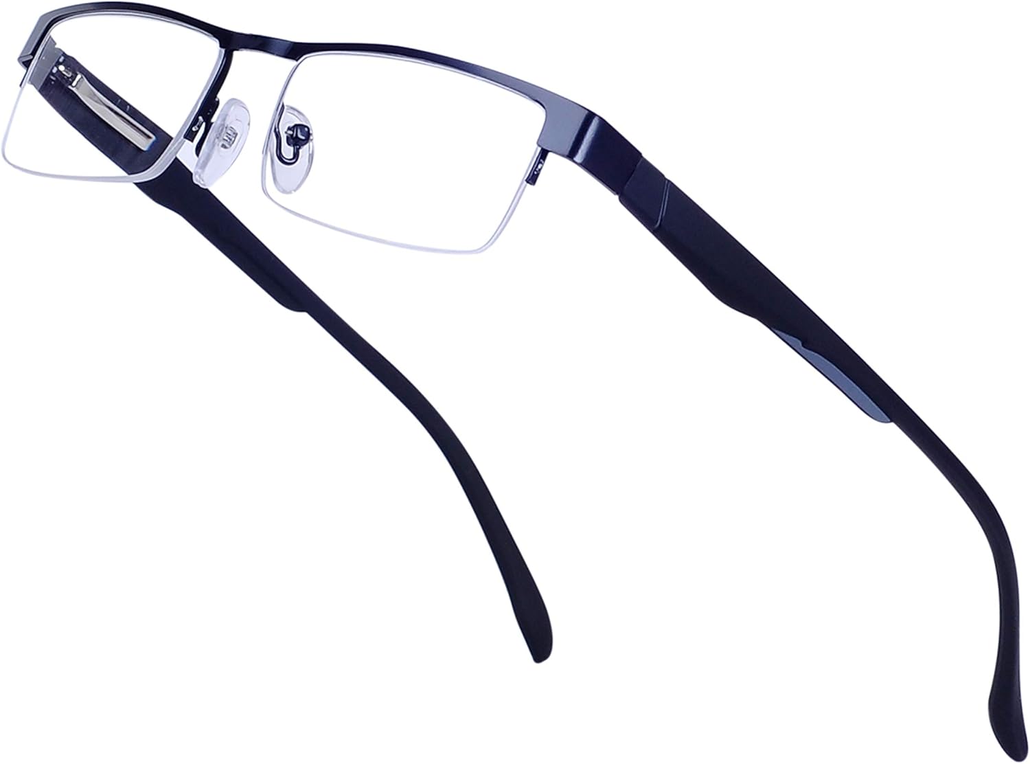 Leicht Halbrand Rechteck Metall Schwarz Rahmen Klare Linse ...