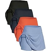 Real Essentials 4 Pack: Women's Ribbed Active Skort Pockets Skirt Running Tennis Golf Workout Sports (Available in Plus)