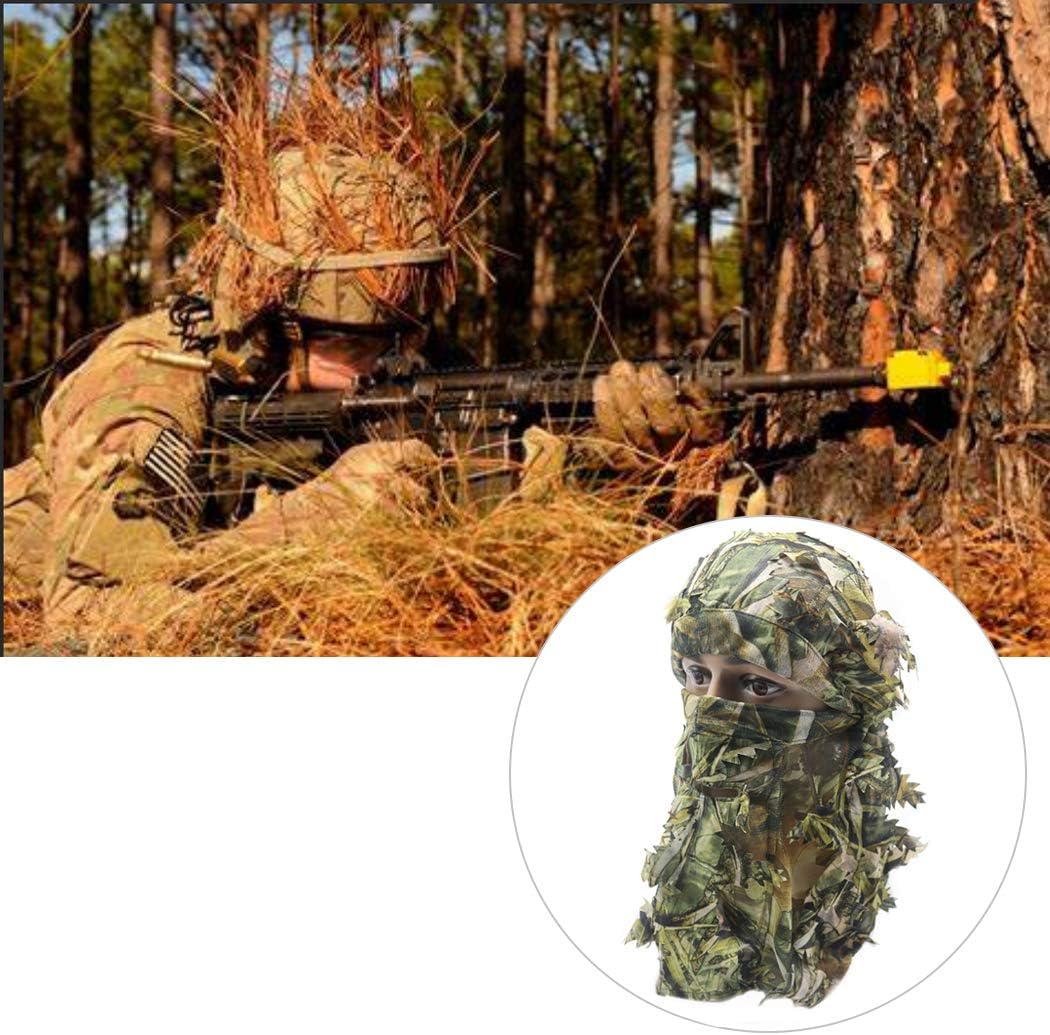 AOUTACC Camouflage Leafy Hat Balaclava 3D Full Face Mask Headwear Turkey Camo Hood Headcover Hunting Shooting Cycling Tactical Comfortable Soft Balaclava Headwear (2 Pack,Style 2) - Image 4