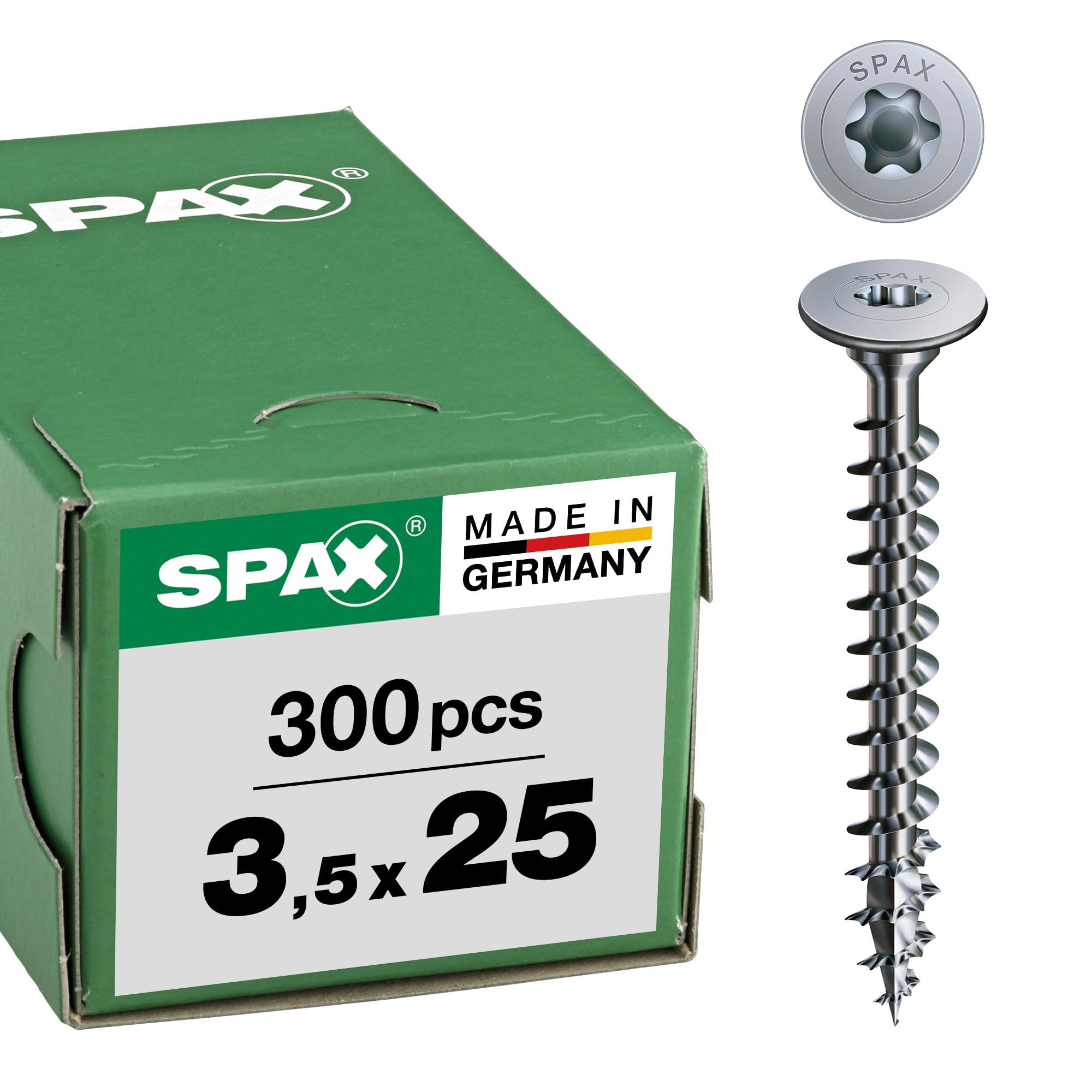 SPAX Wirox Rear Wall Screw without Lens 3.5 x 25 Torx 20 Silver Pack of 300
