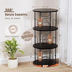 ALLSTAND Rotating Bookshelf, 3 Tier Round Revolving