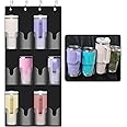 Ehzyaz Water Bottle Holder for Stanley Cup, 12 Pockets Large Capacity Water Bottle Organizer for Stanley 40oz Tumbler, Portable Foldable Hanging Bag for Door Kitchen Cabinet Pantry Bedroom