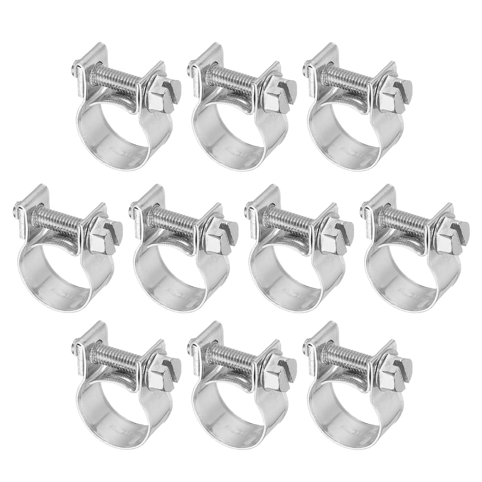 PATIKIL 10 Pcs 13-15mm Mini Fuel Injection Hose Clamps Stainless Steel Adjustable Clamp