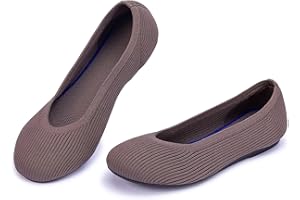Frank Mully Women's Ballet Flats Round Toe Walking Flats Slip On Work Shoes Knitted Flats Shoes for Woman Soft Lightweight