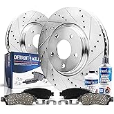 Detroit Axle - Front Brake Kit for Toyota Tundra Sequoia Land Cruiser | Lexus LX570 Drilled and Slotted Brake Rotors Ceramic Brake Pads Replacement 13.89 inch Front Rotor