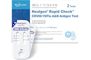 Healgen Rapid Check COVID-19, Flu A&B Antigen Test Kit, The First FDA Authorized OTC 3-in-1 Flu & COVID Home Test, Easy to Read Dual Windows, Results in 15 Mins, 2 Test
