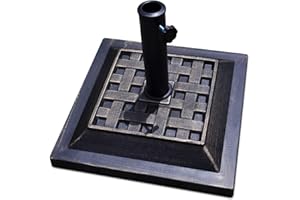 Giantex 30lbs Patio Market Umbrella Base, Heavy Duty Outdoor Stand, Cast Iron Tube Umbrella Holder for Garden Beach, Classic Square Umbrella Standing Deck Porch
