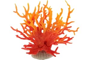 CAPASTEC Colorful Coral Reef Decor, Mini Faux Coral Decor for Aquarium Decorations, 6.5x5.83 inch (Yellow Red)