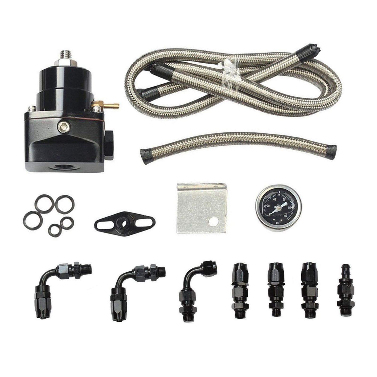 Universal Adjustable EFI Aluminum Fuel Pressure Regulator Kit with 0
