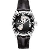 Hamilton Jazzmaster Open Heart Automatic Men's Watch, 42mm Case | Swiss Made, Black Dial Analog Watch, WR 50m, Sapphire Crystal, 3-Hand Movement, Calf Leather Strap, Stainless Steel Case