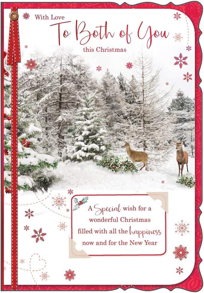 Both Of You Christmas Card - People at Christmas Market with Glitter 7.75x5.25"