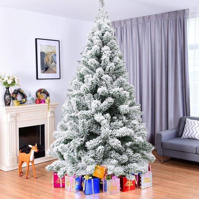 Shmei USA in Stock 6FT Artificial Christmas Tree with Metal Foldable Stand Flocked