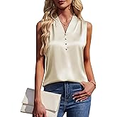ETOSELL Womens Silk Satin Dressy Tank Tops V Neck Sleeveless Blouses Summer Business Casual Shirts