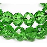 Songxi 12mm 50pcs Glass Beads for Jewelry Making, Faceted Glass Beads for Bracelets Necklace Earring, Arts and Crafts DIY Clear Gemstone Beads, Rondelle Spacer Beads Birthday Gifts for Women (Green)