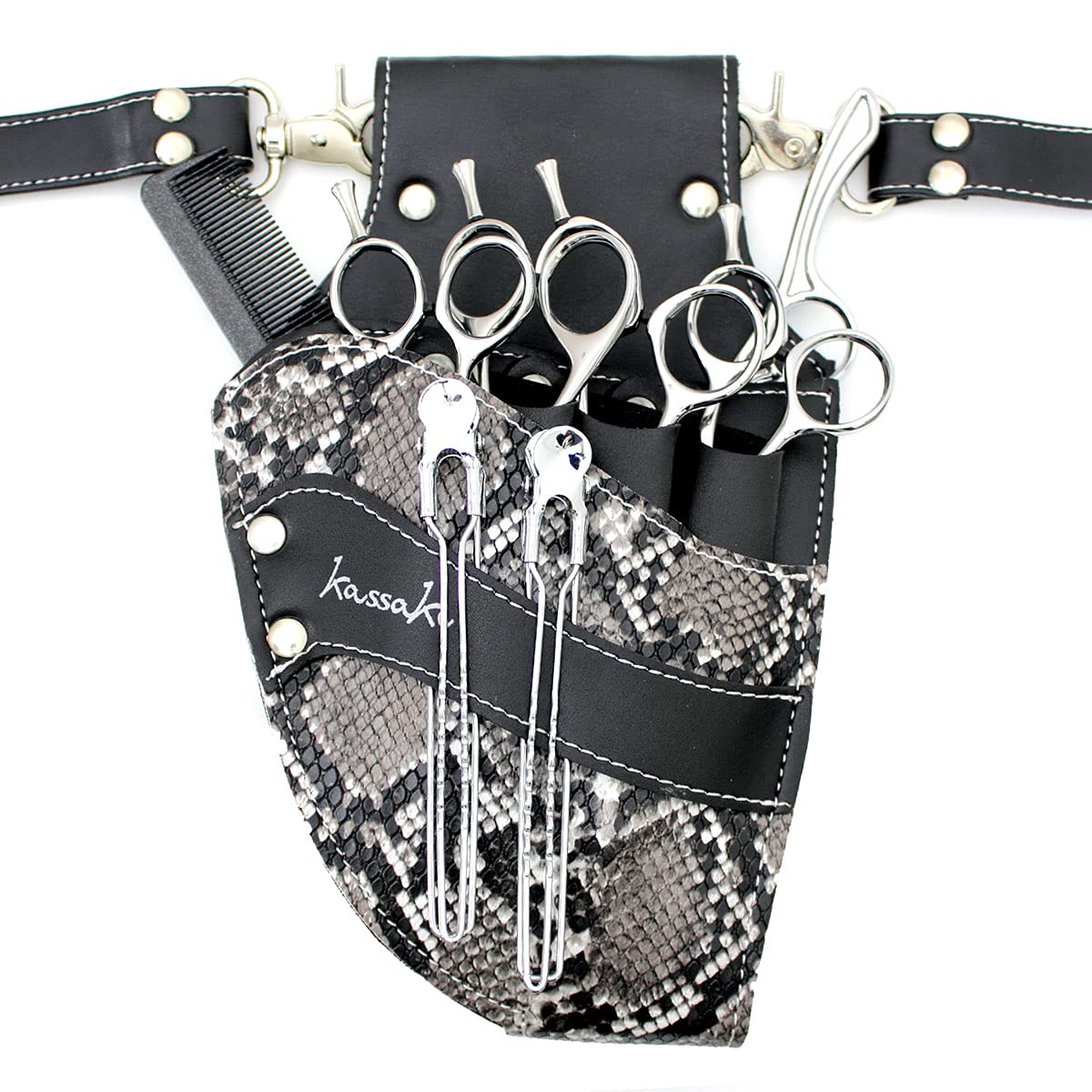Hairdressing Scissor Pouch by Kassaki Snake Look Tool Belt Bag Limited Edition (Grey Snake Look)