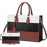 LOVEVOOK Laptop Tote Bag for Women, 15.6 Inch Work Bags, Waterproof Computer Bags with Clutch Purse, Large Capacity Messenger Bag for Teacher College Business Office