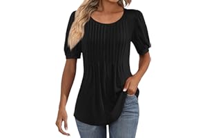 HADWNIUB T Shirts Short Sleeve Crewneck Tees for Women Crew Neck Trendy Lightweight Soft Casual Summer Tops Clothes 2024