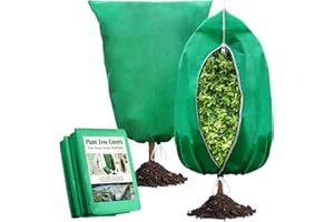 DPWCVM 2Pcs 47" X 71"Plant Covers Freeze Protection,2.82 oz/yd2 Frost Cloth with Zipper Drawstring Frost Blankets Plant Protection Cover Bags for Heavy Duty Winter Outdoor Plants Bush Shrub. (2*Green)