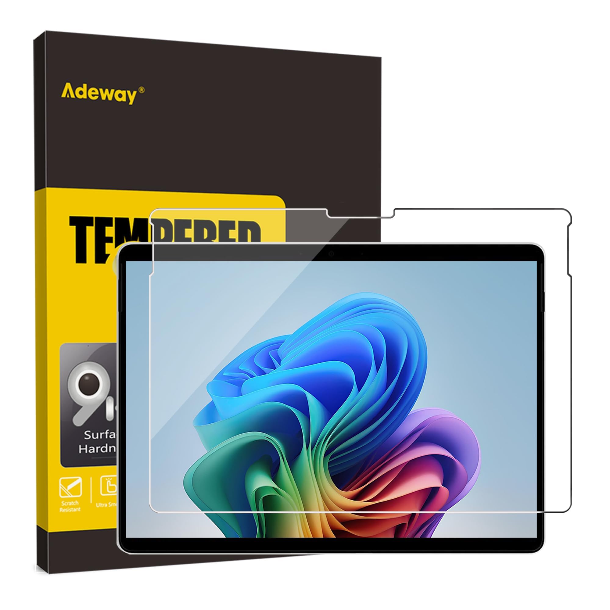 Adeway Tempered Glass Screen Protector for Microsoft Surface Pro 11/Pro 9/ Pro 10 (2024) 13 Inch Friendly Touch,Ultra Clear,Easy Installation