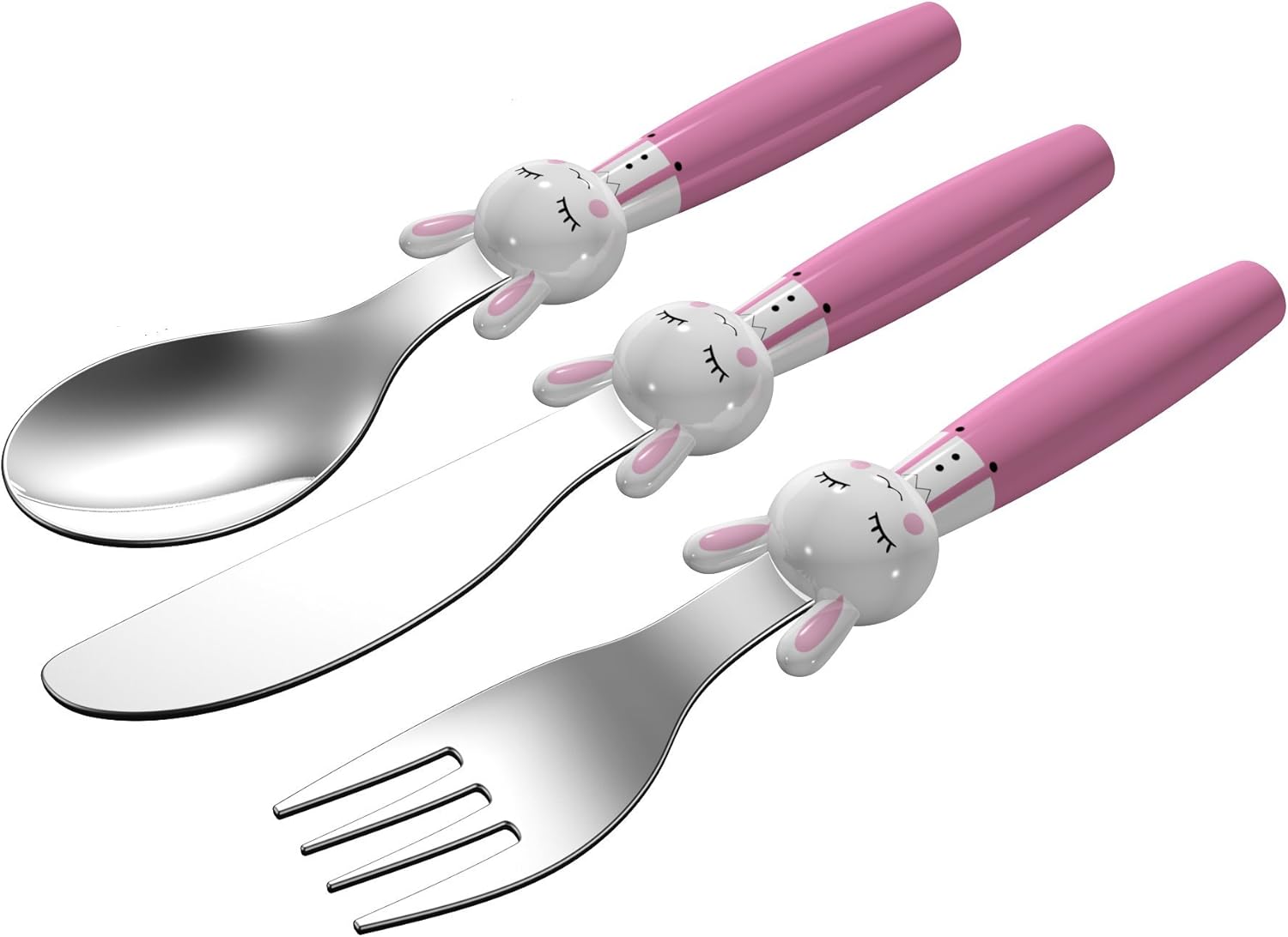 Exzact Children's Cutlery Stainless Steel 3pcs Set/Kids Cutlery/Toddler Utensils/Flatware, 1 x Fork, 1 x Safe Dinner Knife - Image 5