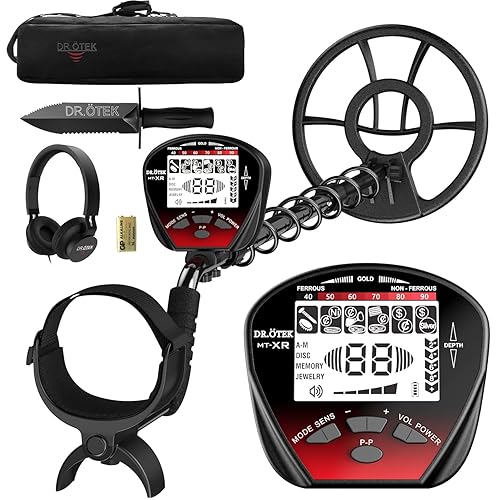 DR.ÖTEK Metal Detector for Adults Professional, Lightweight, Pinpoint & Exclusive Memory Mode, Higher Accuracy, IP68 Waterproof Coil, Bigger Backlit LCD Display, New Advanced DSP Chip