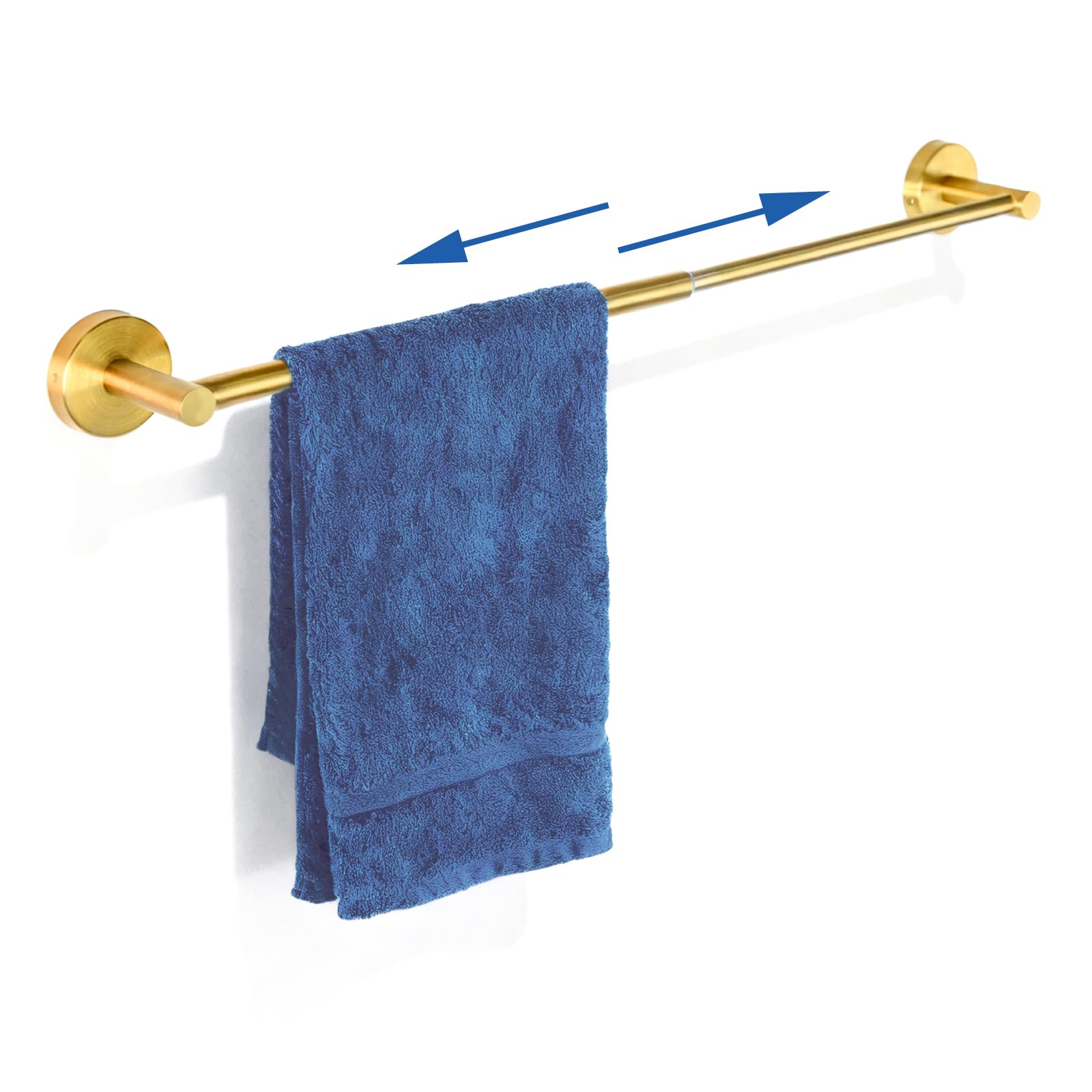 Photo 1 of **FOR PARTS** 2 Pack Adjustable Towel Bar, HOMOTEK Economic Bathroom Towel Holder Rod from 12 Inch to 22 Inch Single Towel Racks, Wall Mount Towel Rail, Towel Hanger Hook for Kitchen(Gold)
