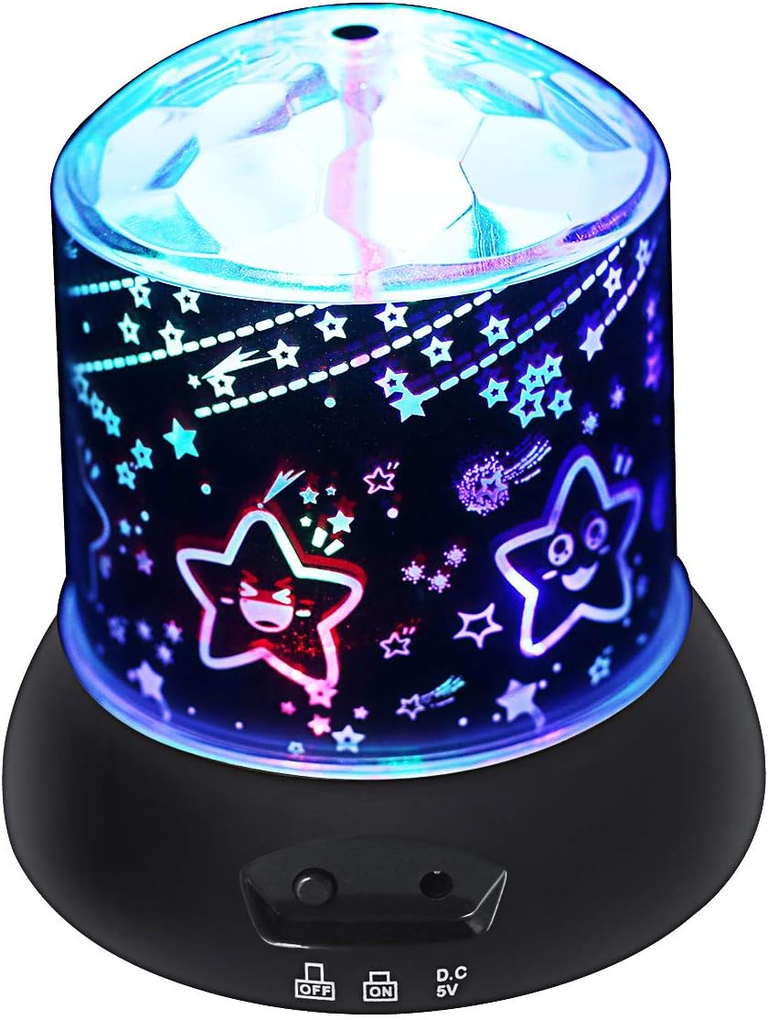 Star Projector Light, Supertech Multi Color Changing 360 Rotating Star and Moon LED Night Light Projector Lamp for Christmas Parties Decorations Kids Children Baby Nursery Adult Gift Black