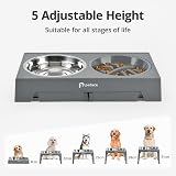 Petace Elevated Dog Bowls for Large Dogs with 5 Heights Slow Feeder Stainless view 5