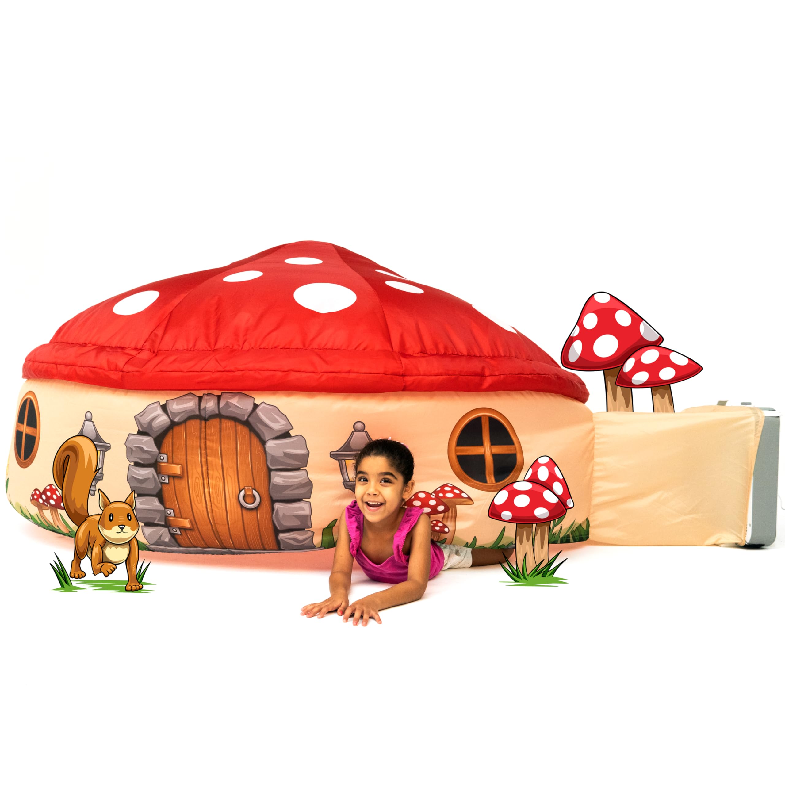 Photo 1 of The Original Patented AirFort - Build A Fort in 30 Seconds, Inflatable Fort for Kids, Play Tent for 3-14 Years, A Playhouse Where Imagination Runs Wild, Fan not Included (Mushroom House)