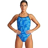 Arena Puzzled Print Women's Challenge Back One Piece Swimsuit for Competitive or Casual Swim, Ladies Bathing Suit
