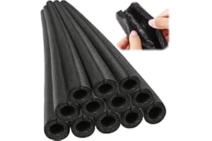 Amylove 12 Pcs 3.3 Feet Foam Pipe Insulation Foam Tube Insulating Water Pipe Pool Swim Noodles Pre Slit Heat Preservation Pipes Covers for Tubing Outdoor Winter Freeze Protection(Black,1.5 Inch)