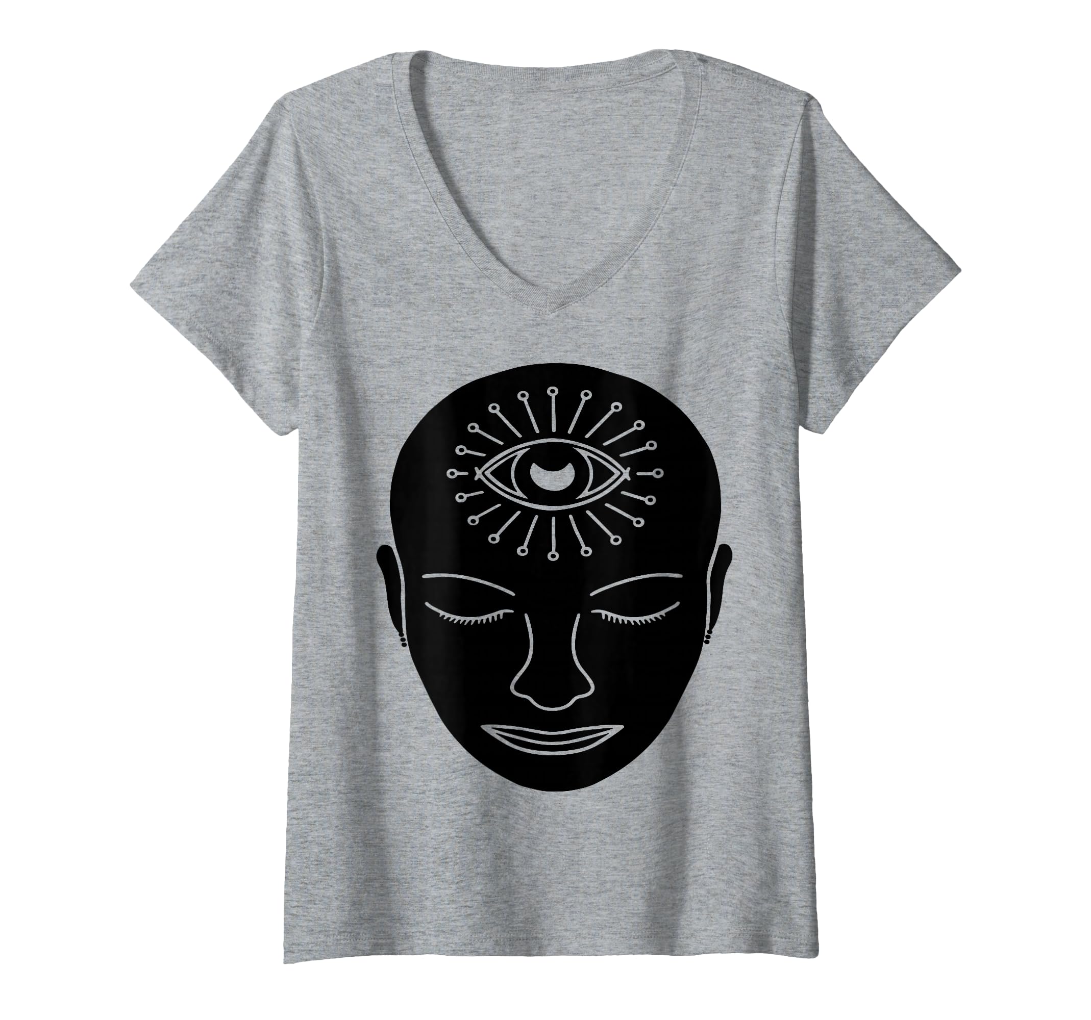 Womens Third Eye Chakra Meditation Moon Iris V-Neck T-Shirt
