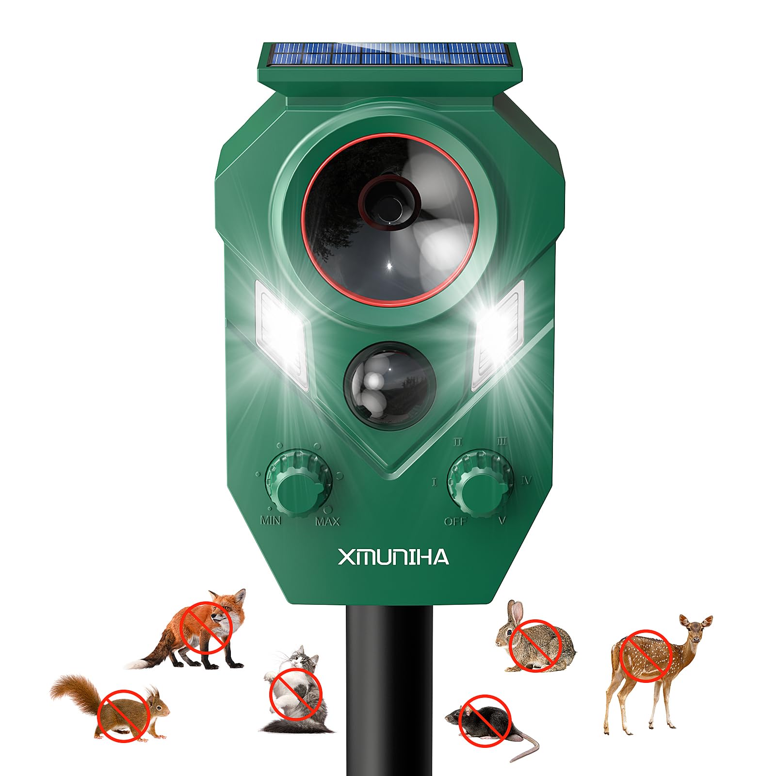 Photo 1 of Solar Ultrasonic Animal Repellent Outdoor, Deer Repellent for Yard with RIP Sensor, IP65 Waterproof Squirrels Repeller, Effective Deterrent Cat, Raccoons, Skunks, Rabbits