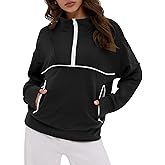 ZAFUL Womens Sweatshirts with Contrast stitch 1/4 Zip Pullover 2025 Stand Collar Hoodies for Fall Winter