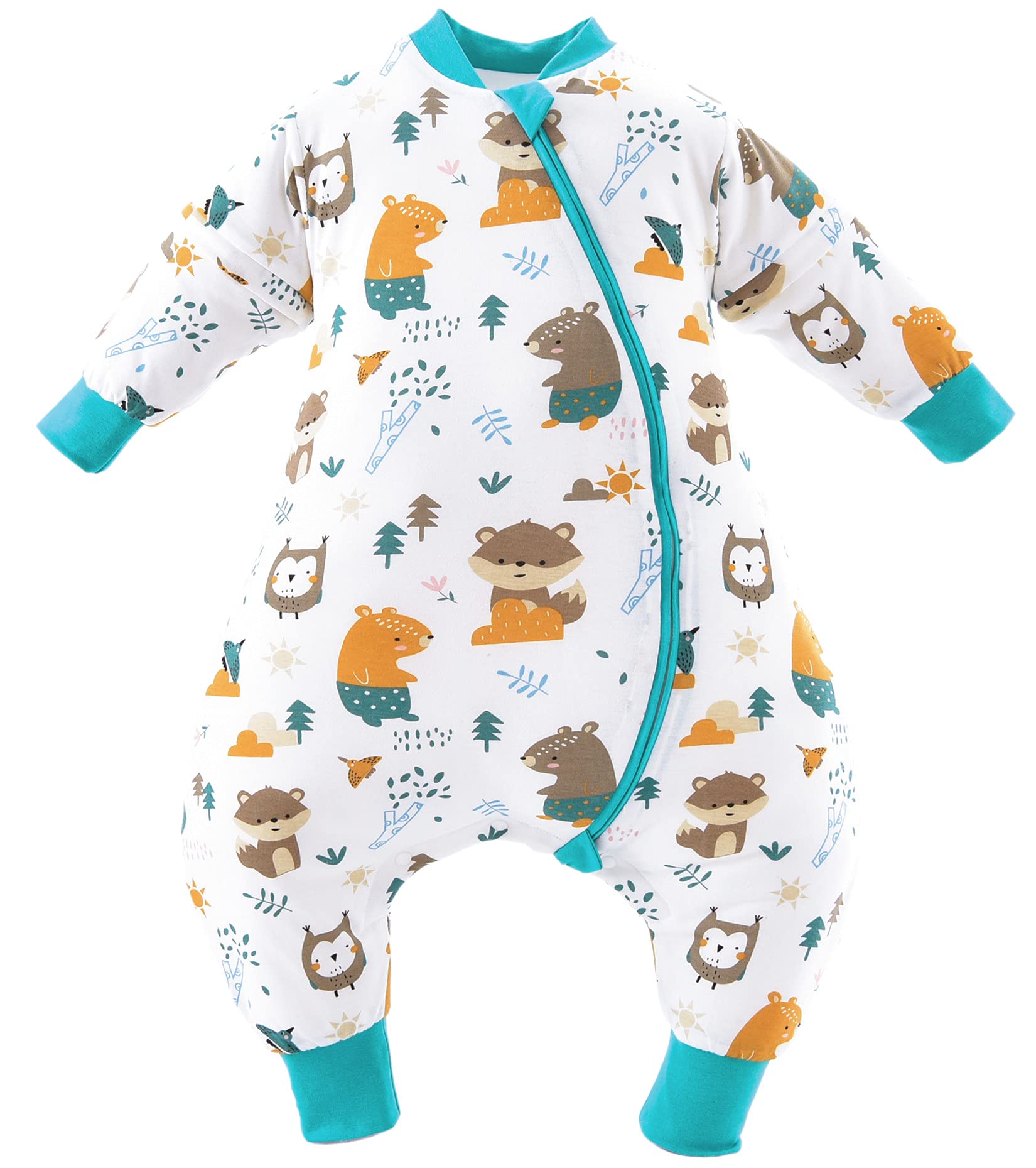 Chilsuessy Sleeping Bag with Feet,Sleeping Bag Baby, Removable Sleeves,Toddler Sleeping Bag with Legs, Baby Sleeping Bag Winter,Toddler Sleep Sack, Forest Animals/2.5 Tog, 3-4 Years