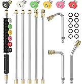 Sealegend 8FT Pressure Washer Extension Wand for Gutter Cleaning, Upgrade Power Washer Accessories with 6 Spray Nozzle Tips, 3 Gutter Cleaner Attachments Curved Rod, 1/4" Quick Connect, 4000 PSI