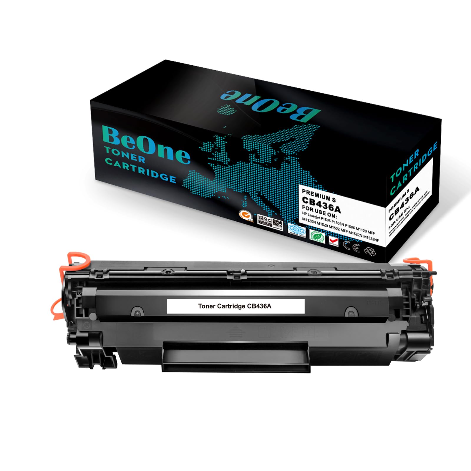 BeOne Compatible for 36A CB436A Toner Cartridge Replacement Compatible for HP Laserjet P1505 P1505N P1506 M1120 MFP M1120N M1520 M1522 MFP M1522N M1522NF Printer (1 Black)