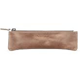 Londo Genuine Leather Pen Case with Zipper Closure, Pencil Pouch Stationery Bag