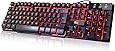 Rii RK100 3 Color LED Backlit (Red/Purple/Blue) Mechanical Feeling USB Wired Gaming Keyboard Black UK Layout